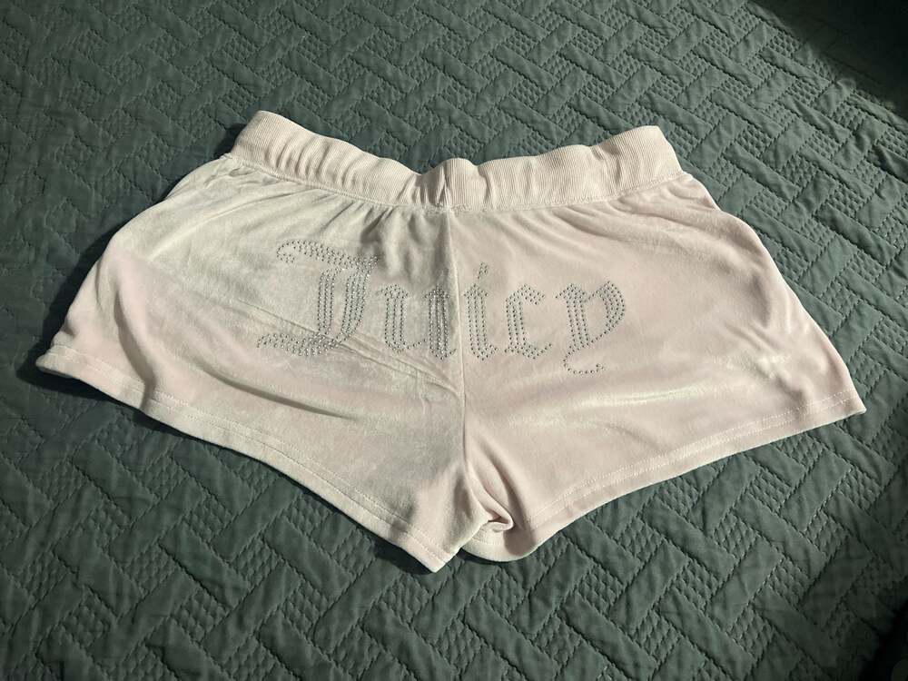 Juicy Couture Light Pink Velour Rhinestone Bling Lounge Shorts